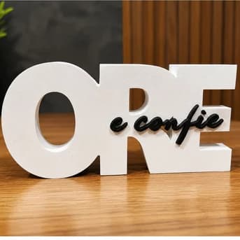 Letreiro Ore e Confie Minimalista Frase Decoração Religiosa Frase Decoração Escritório Frase Quarto