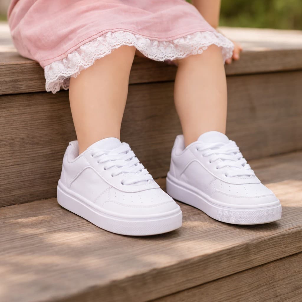 Kit 2 Pares de Tênis Infantil Branco Baby e Juvenil, Estilo e Conforto do 18 a 33 Sola Reta e Segura