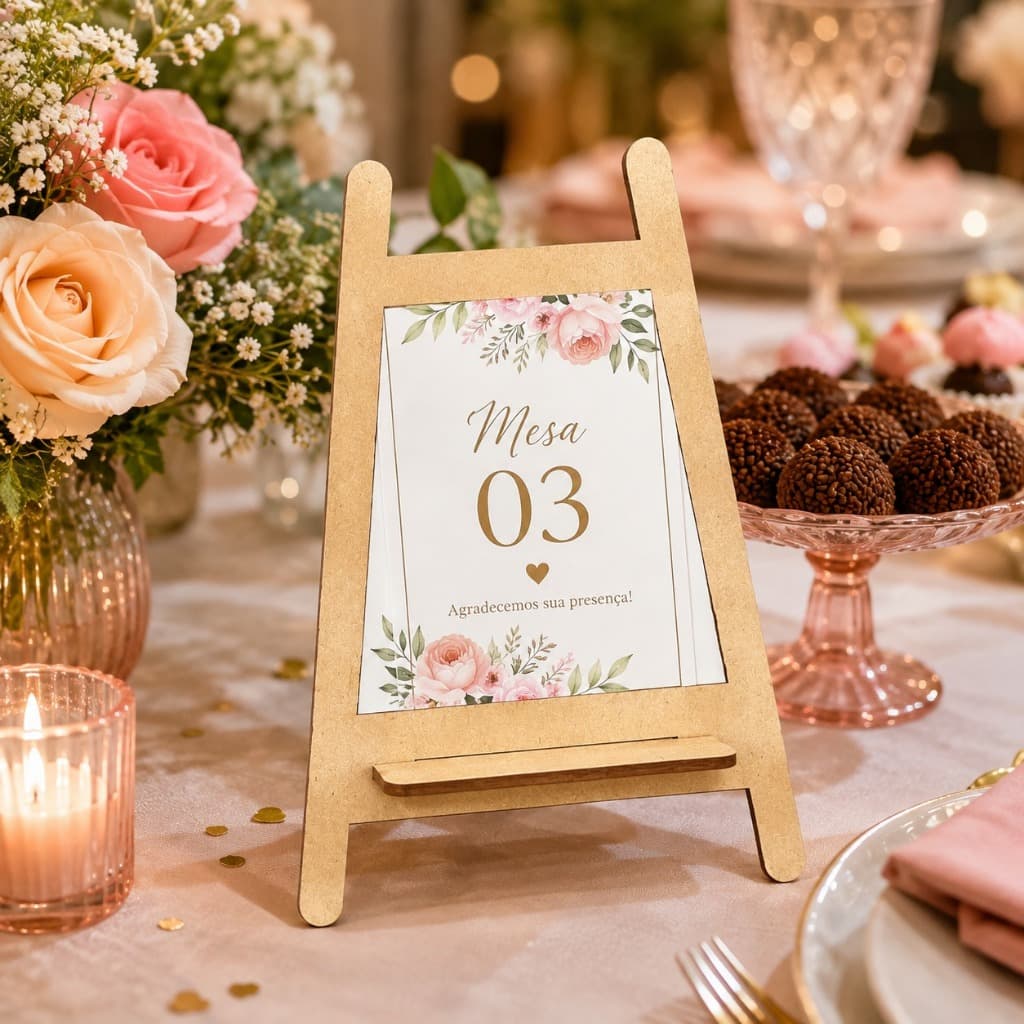 Suporte Cavalete de MDF para Decoração de Mesa e Eventos