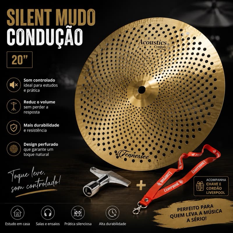 Prato Silent Mudo Condução 20° + Chave com Cordinha