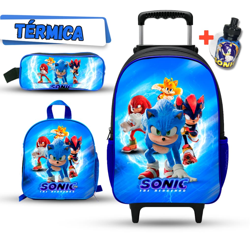 Kit Mochila Sonic + Lancheira Térmica + Estojo