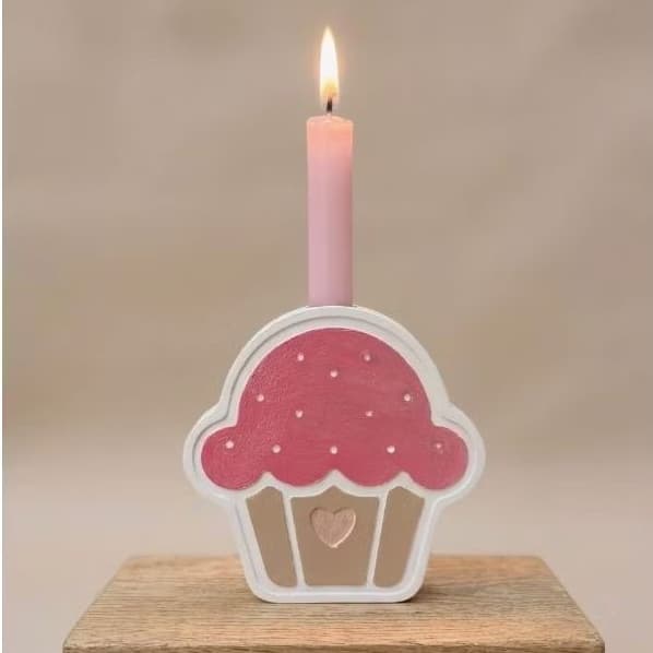 Castiçal cupcake/ artesanal/ feito a mão/ temático/ cimento