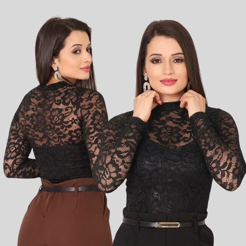 KIt Bory Feminino Manga Longa Renda - Elegância e Conforto com Estampa Floral