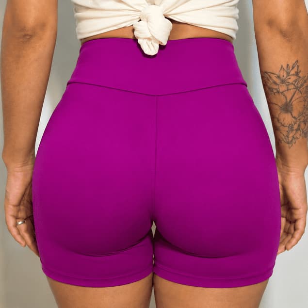 Short Fitness Feminino Zero Transparência Não Marca Não Enrola Cintura Alta