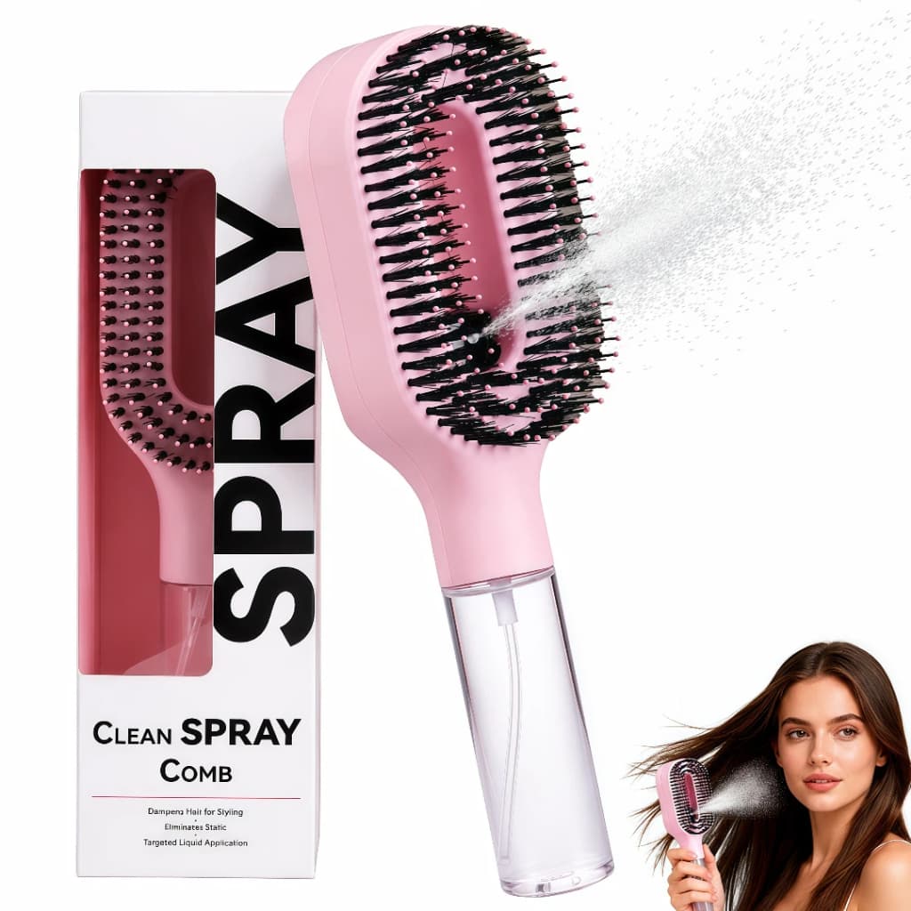 Pente Spray 2 em 1 Escova Desembaraçadora Massageadora Couro Cabeludo Borrifador Anti Frizz Para Cabelos