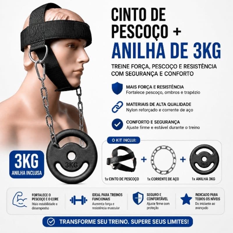 Cinto De Fortalecimento do Pescoço + Anilha 3kg ferro