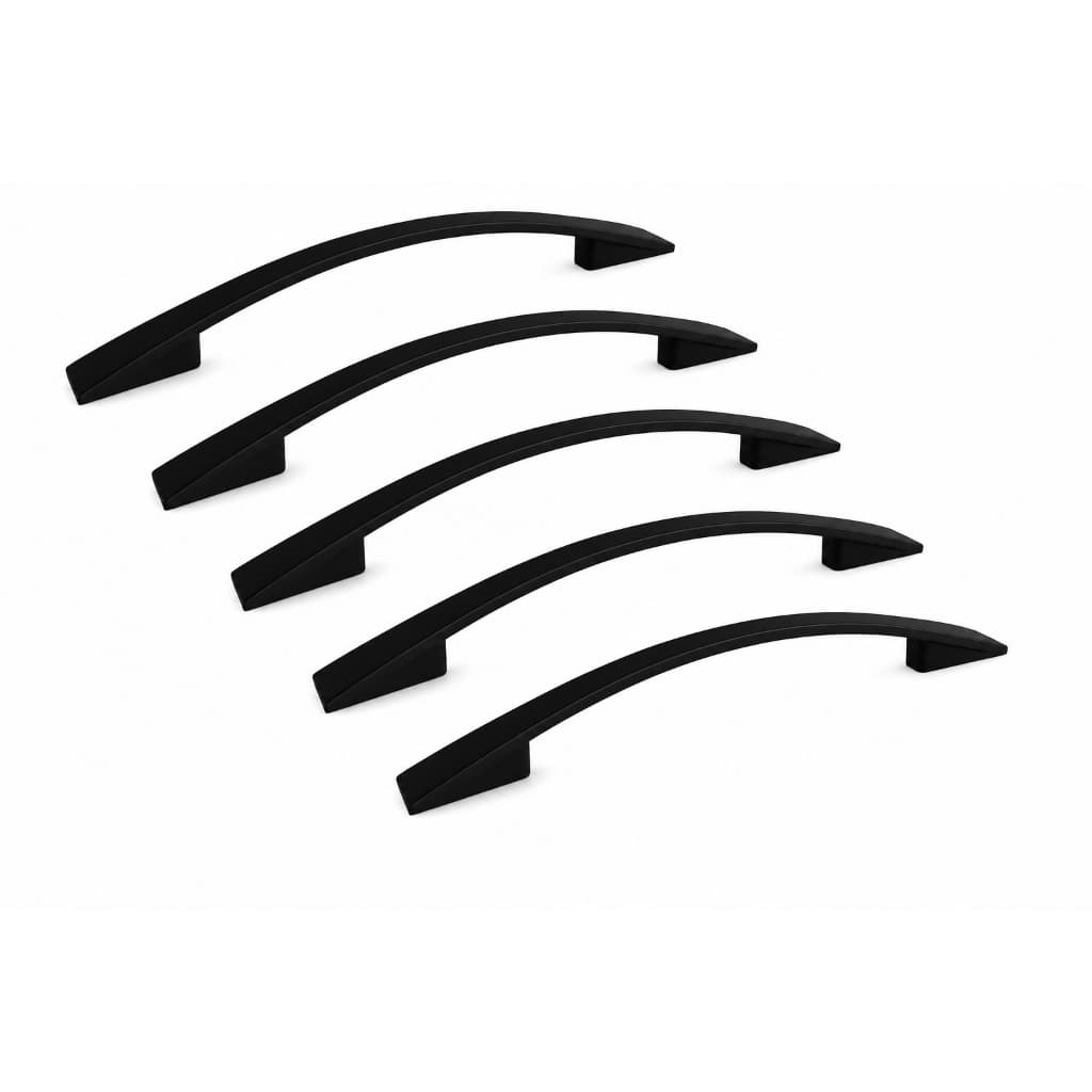 Kit 5 Puxadores IL 2092 Preto 192mm Alça Curva Moveis Armarios Gavetas Portas