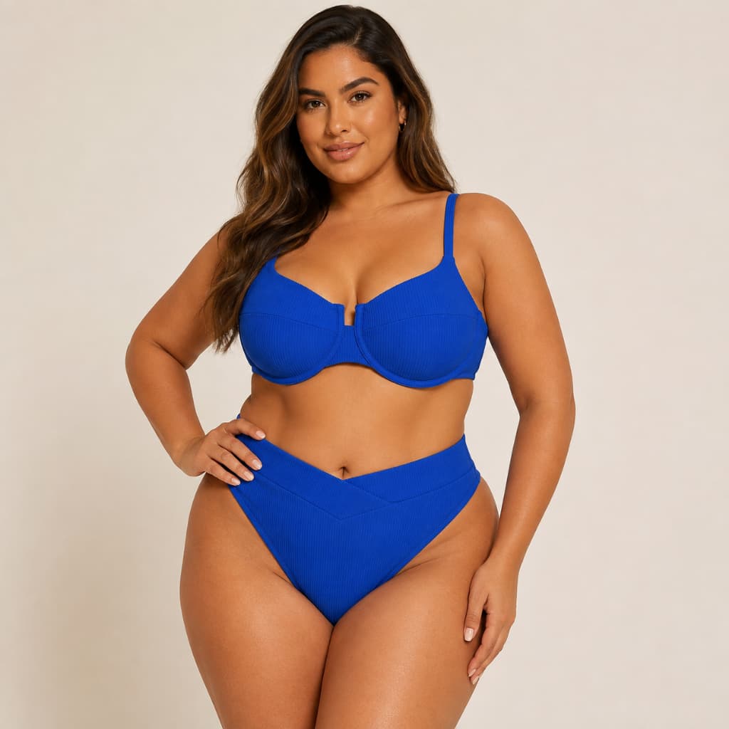 Biquíni Plus Size Texturizado Meia Taça com Bojo Reforçado Tamanho 46/48/50/52/54 Verão 2026