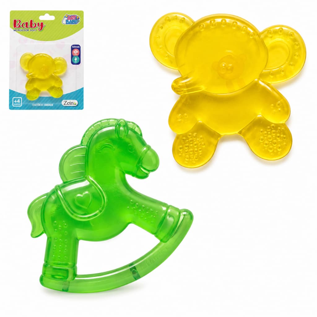 Mordedor de Água Gelado Massageador Soft Para Bebe 8cm Formato Animais