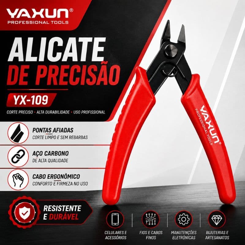Alicate De Precisão Yaxun YX-109 Corte Para Componentes Eletrônicos PCB Ferramenta Alta Qualidade Pro
