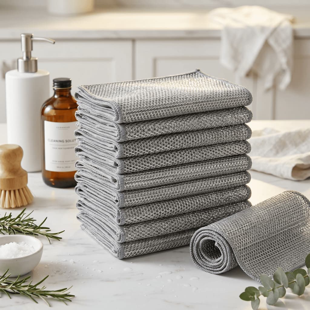 Pano de Aço Inoxidável Kit 10 Multiuso Esponja Arear Panela Fogão Tira Gordura Lavável Reutilizável