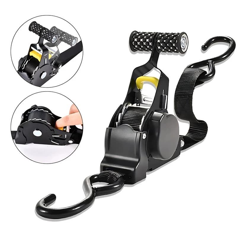 KIT 2 Cinta Para Carga Catraca Automática 680kg 3.3m, Caminhão Reboque Moto, Retrátil Completa