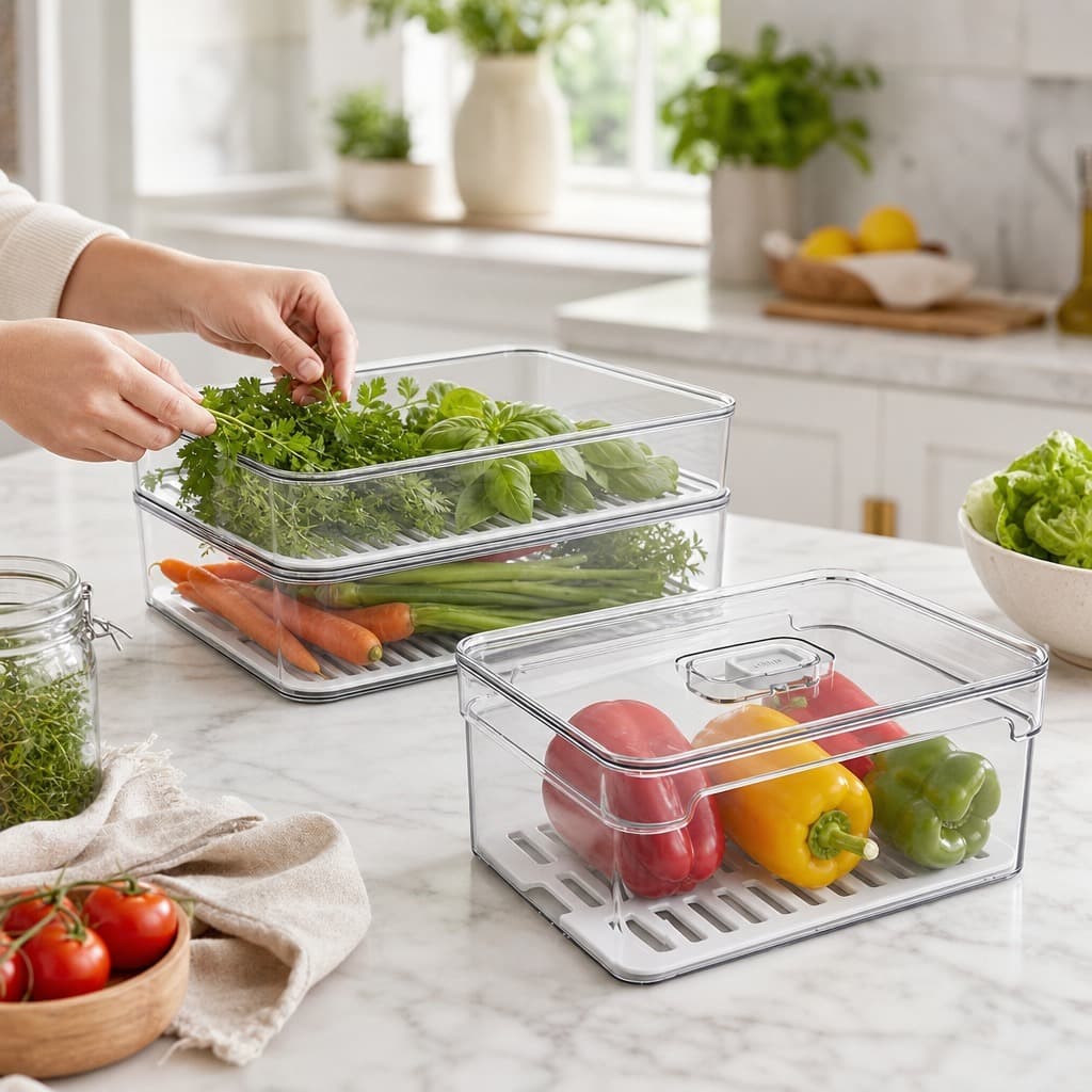 Kit Organizador Geladeira Clear Fresh 2,2L + Porta Frios Duplo Natural Premium