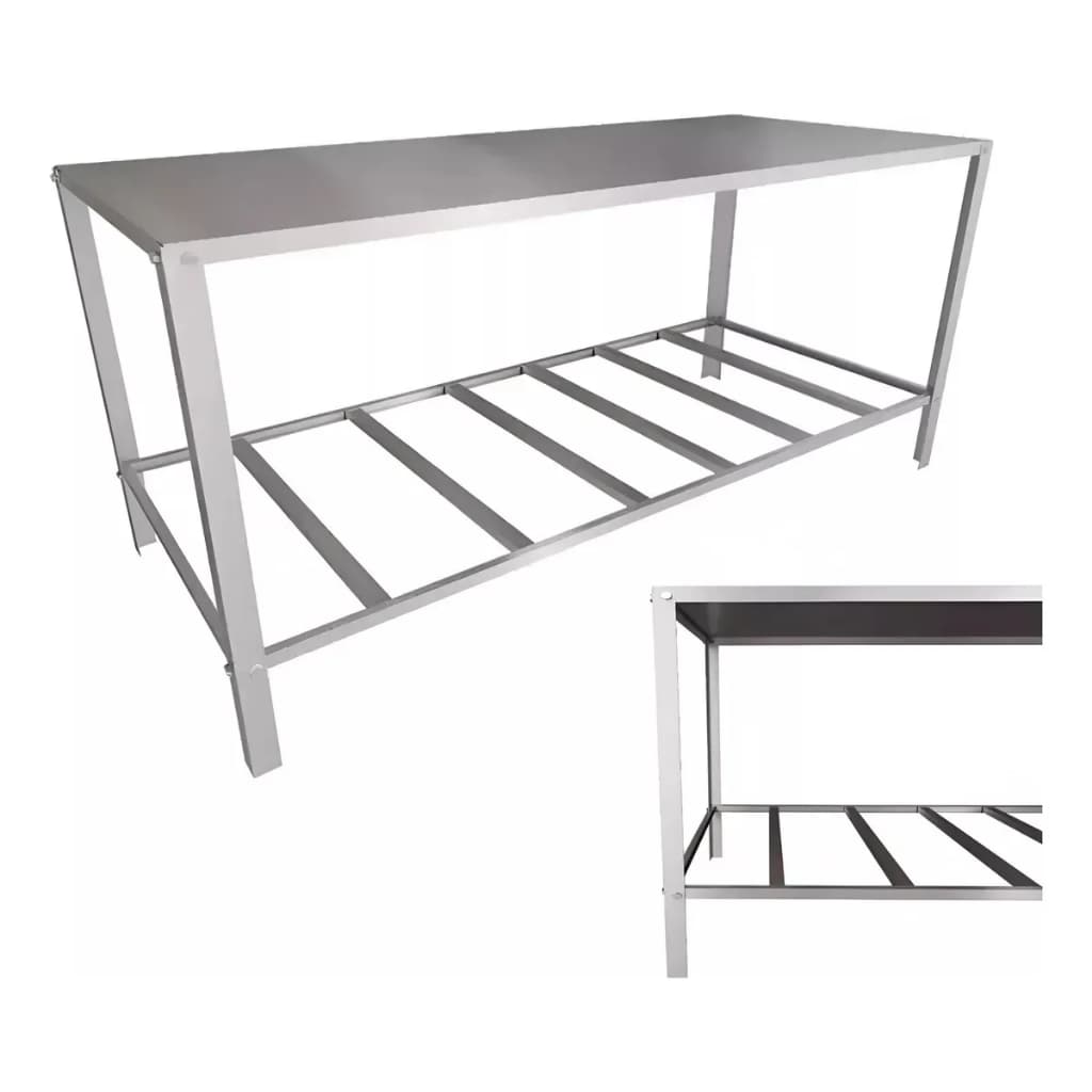 Mesa 100% Inox 304 Profissional com Grade para Cozinha Industrial