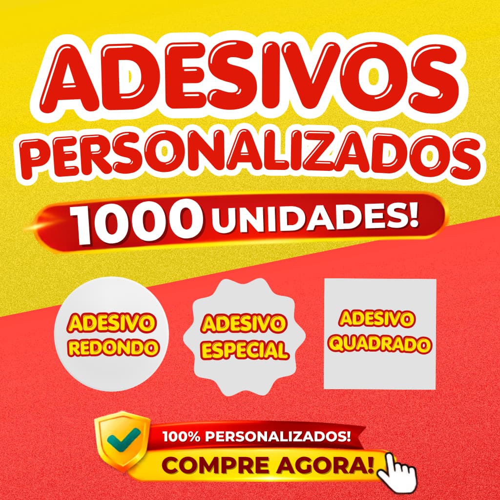 1000 Adesivos Personalizados 2 cm x 2 cm