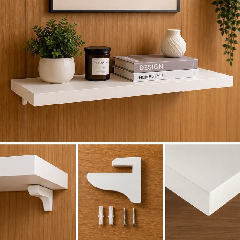 Prateleira de Parede 60x20cm MDF Branco | 1 ou 3 Unidades | Suporte Reforçado