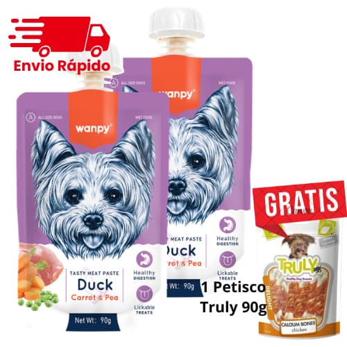 PETISCO PARA CACHORRO TRULY WANPY DE TAMPINHA CREAMY SACHE BEEF 90G KIT COM 2UN GRÁTIS 1 PETISCO TRULY 90G