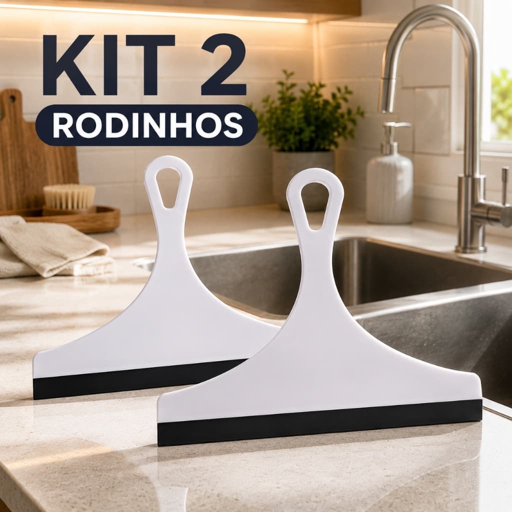 Kit Branco Clean: 2 Rodos para Pia Modernos e discretos, perfeitos para manter a cozinha seca, tirar respingos e excesso