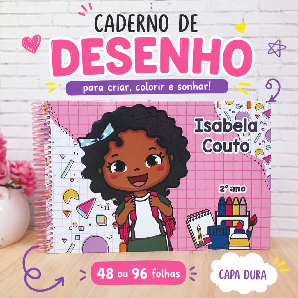 CADERNO DE DESENHO GRANDE PERSONALIZADO 27X20cm | Caderno de cartografia | caderno para desenho