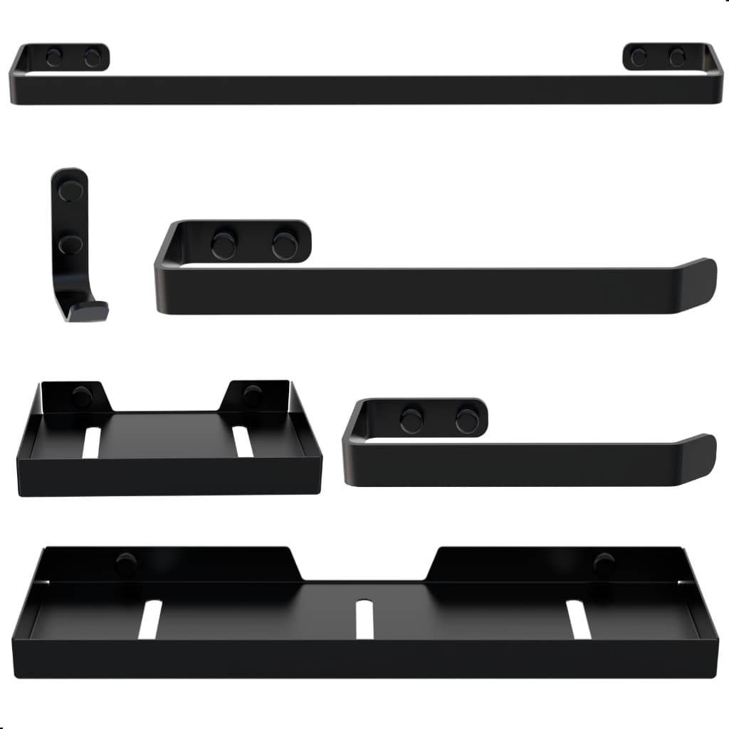 Kit Acessórios Para Banheiro 6 Peças Preto Fosco SF.Plus