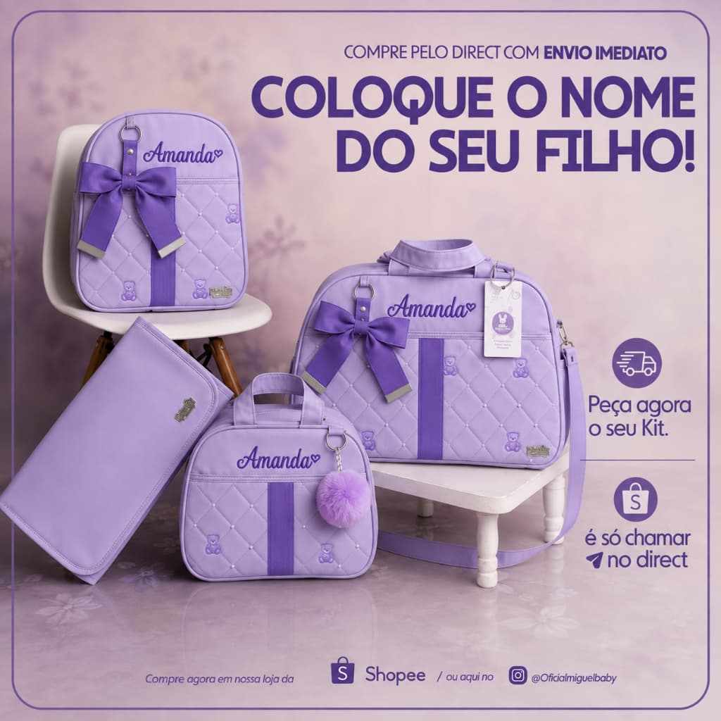 kit ursinho personalizado Maternidade 4 peças