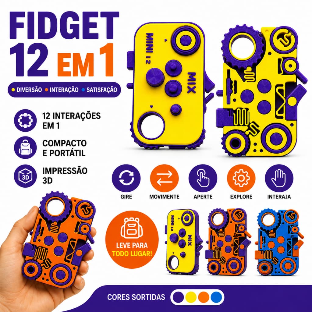 Brinquedo 12 Em 1 Anti Stress Sensorial Fidget Toy Tdah Tea