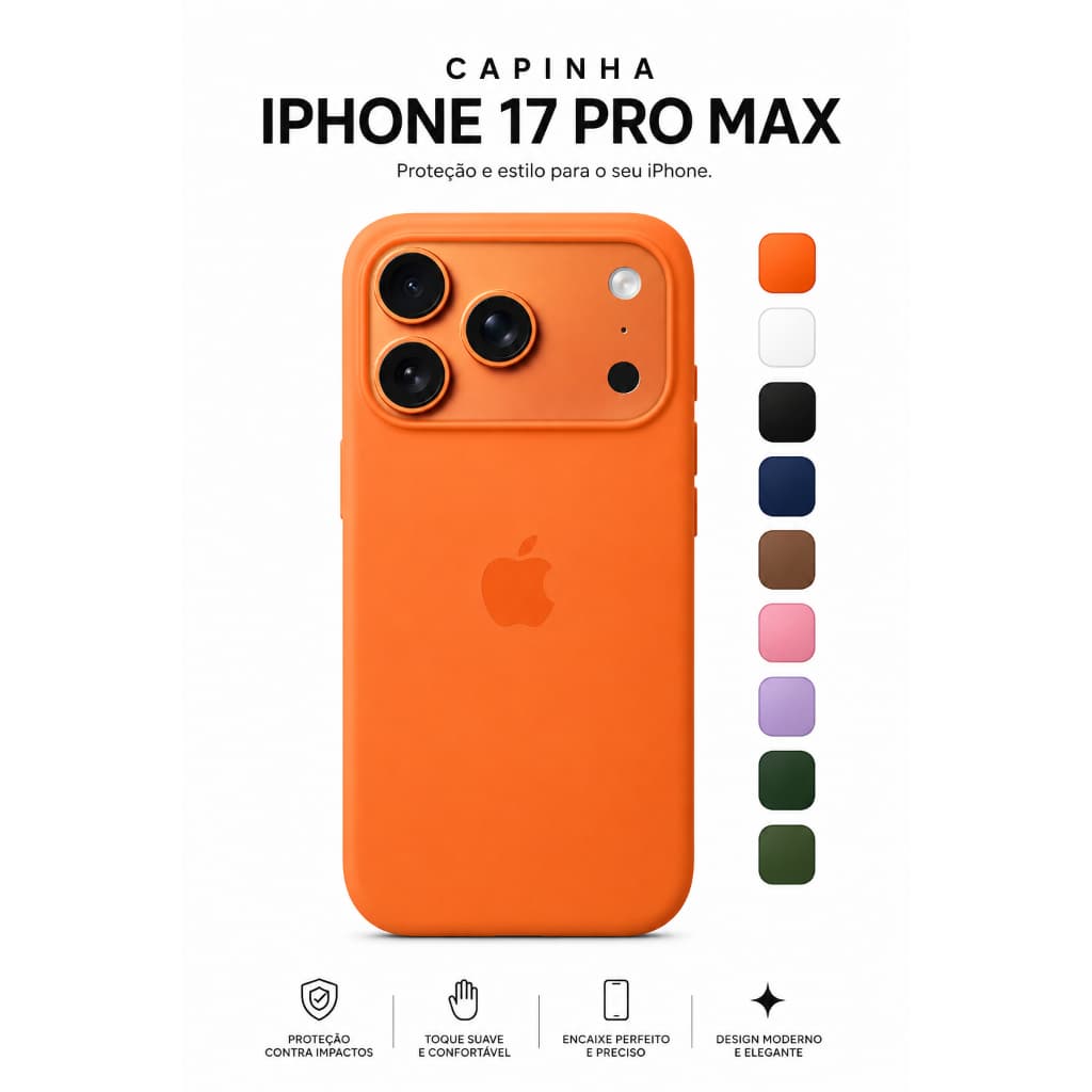 Capinha De Iphone 17 Pro Max Premium De Silicone Proteção Top