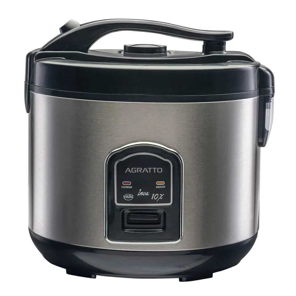 Panela Elétrica De Arroz Inox Agratto Tampa Vidro 10 Xicaras 6 Xicaras Transparente Moderna Eletro