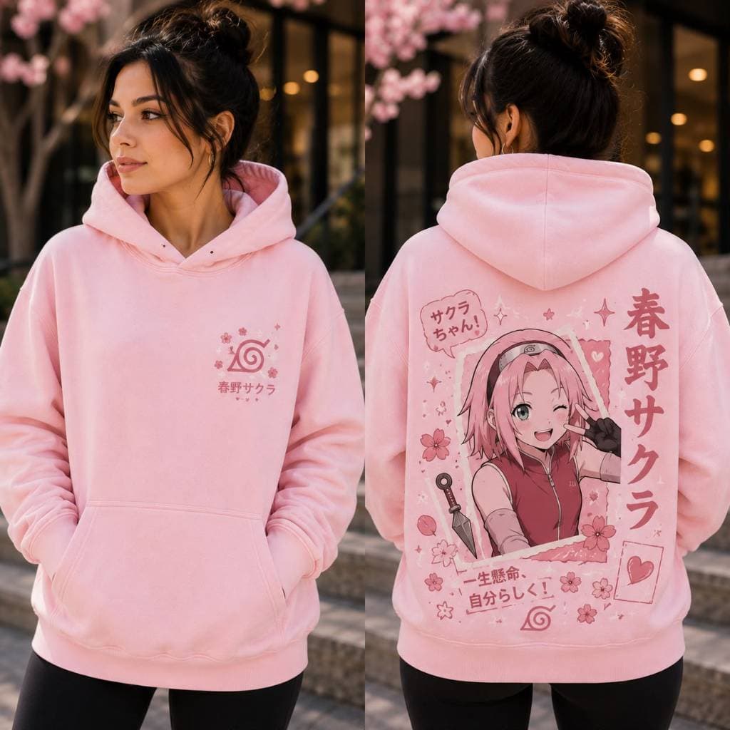 Moletom Feminino Rosa Sakura Haruno Estampada Streetwear Envio Imediato