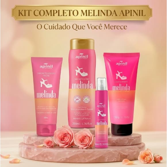 Kit Melinda Sabonete Facial + Íntimo + Loção Hidratant e Perfume Radiante Cheirinho de Melissa
