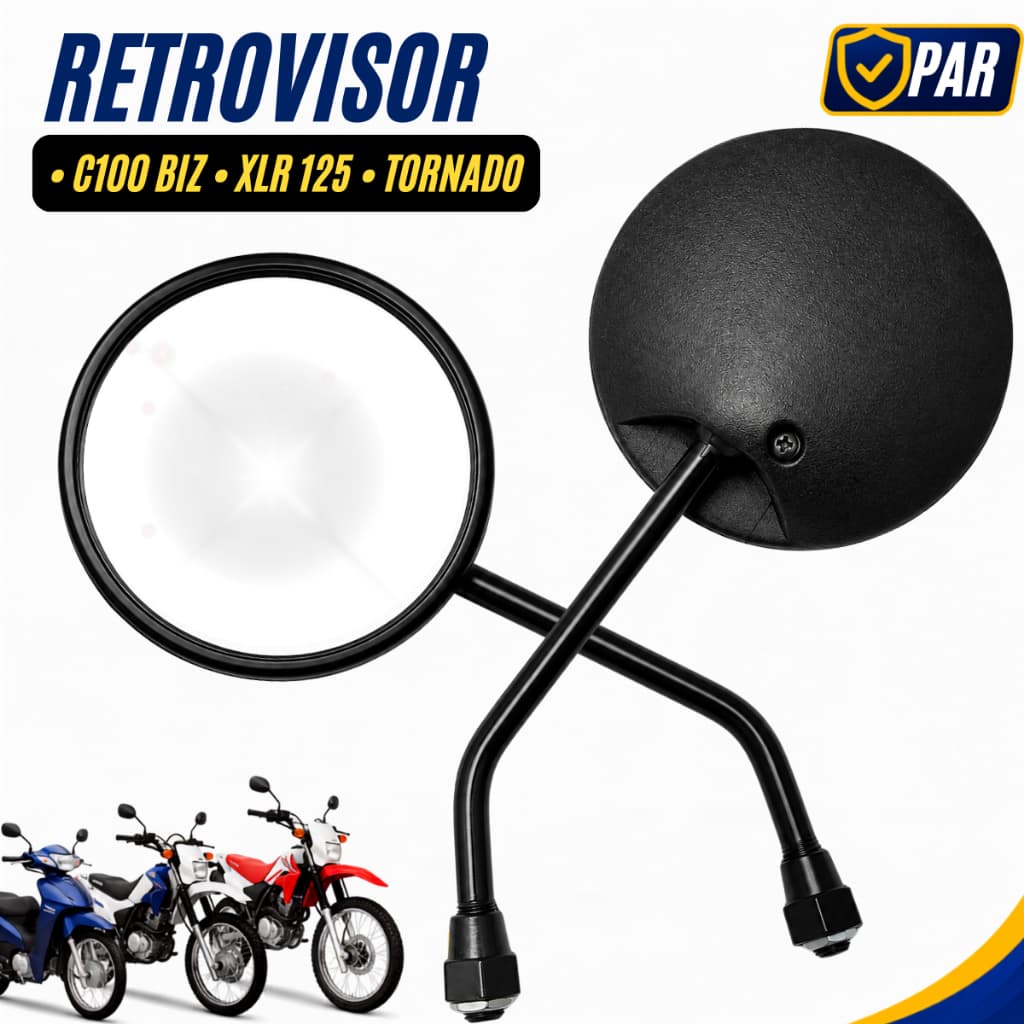 Par Espelho Retrovisor Moto Biz 100 XLR 125 XR 250 Tornado Modelo Original Rosca Honda