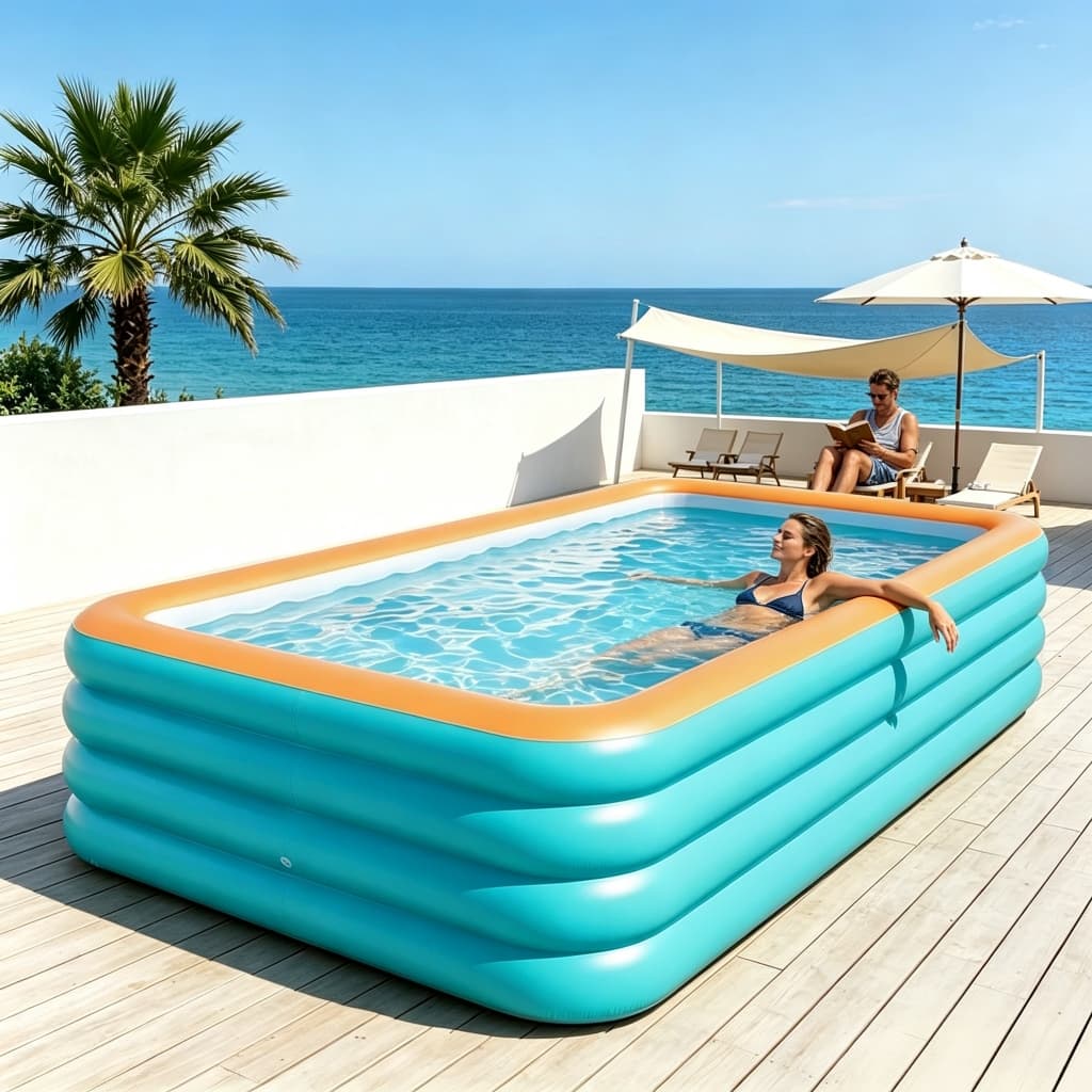 Piscina Inflável Quadrada 4m Familiar com Estrutura Multicamada que Suporta Múltiplas Pessoas - Piscina Rápida para Verã
