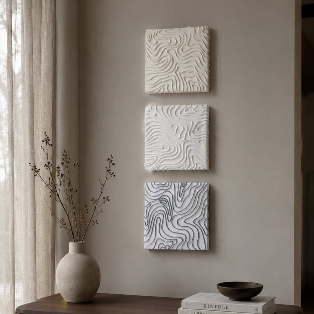 Quadro Decorativo Texturizado 3D 20x20cm Arte Orgânica Moderna em Tela para Sala, Quarto e Escritório