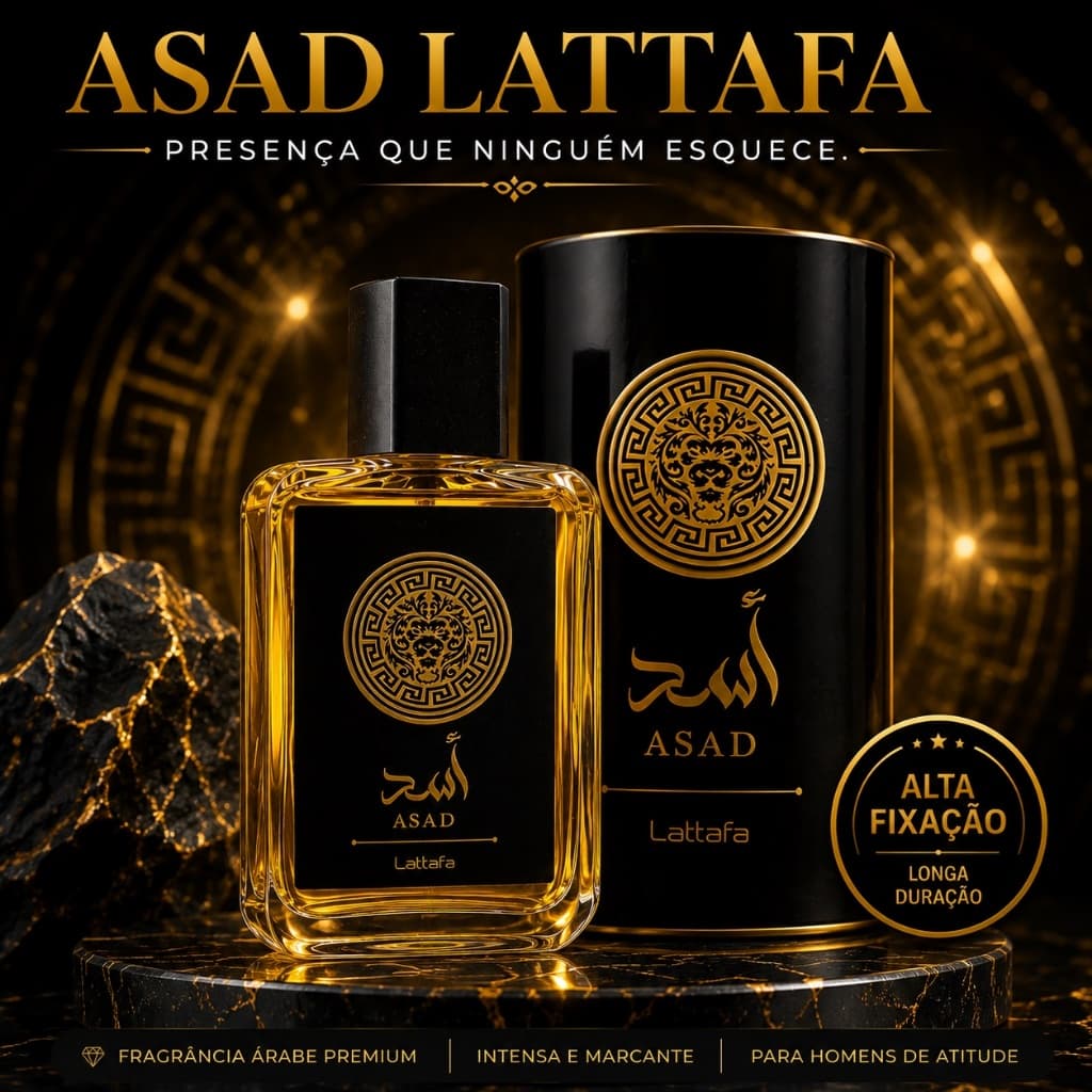 Perfume Asad Lattafa Masculino Eau de Parfum 100ml Importado Alta Fixação