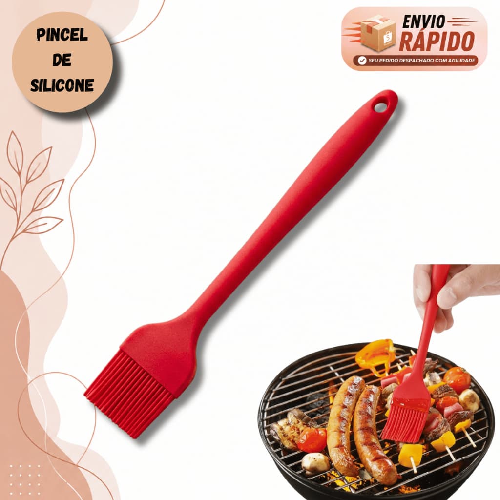 Pincel Culinário De Silicone Untar Assadeira Forma Churrasco Manteiga Molho 26cm Resistente Ao Calor