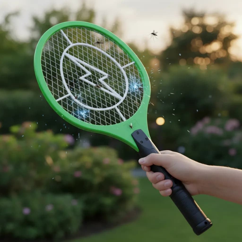 Raquete Elétrica Mata Mosquito Inseto Choque Potente Recarregável USB 3000V 3 Camadas
