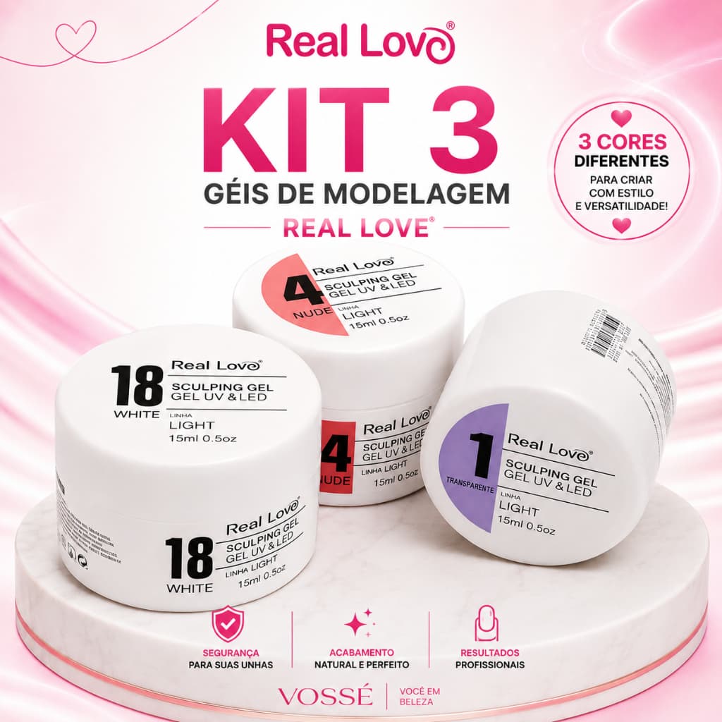 Kit 3 Géis de Modelagem Real Love Sculping 15ml