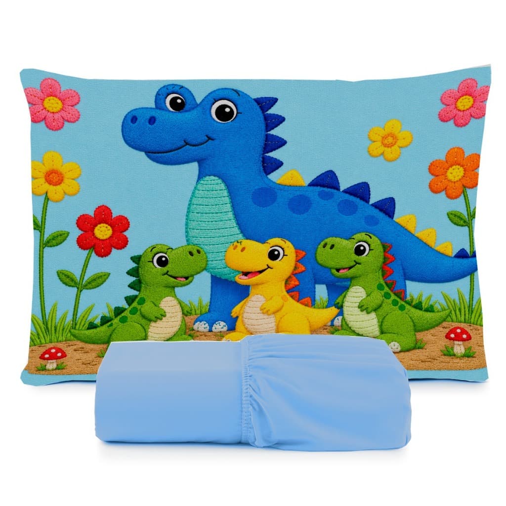 JOGO DE LENÇOL SOLTEIRO INFANTIL DINOSSAURO DINO COLORIDO  LENÇOL DE ELASTICO-02 PEÇAS