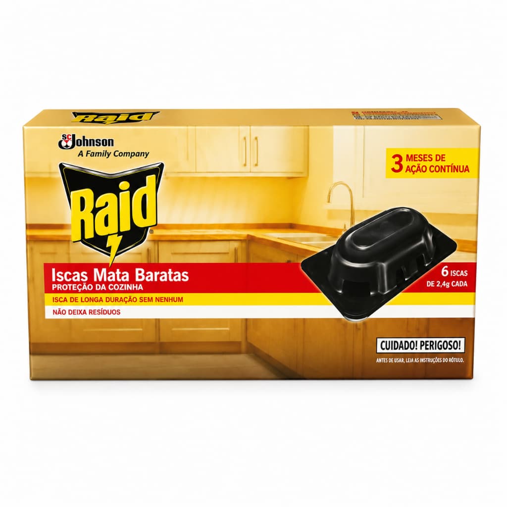 Raid Isca Mata Baratas Armadilha Inseticida 6 Unidades Original Pronta Para Uso