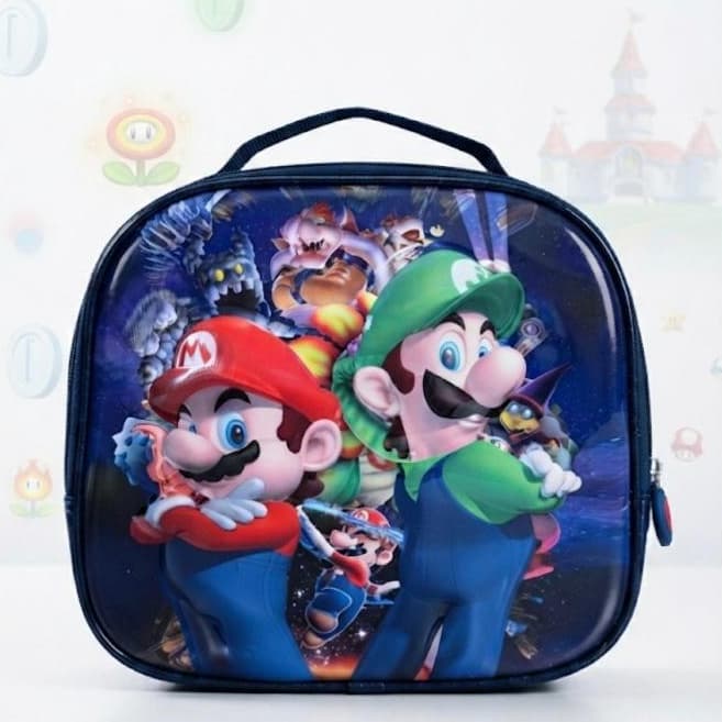 Lancheira Térmica Infantil Escolar Super Mario e Luigi 3D