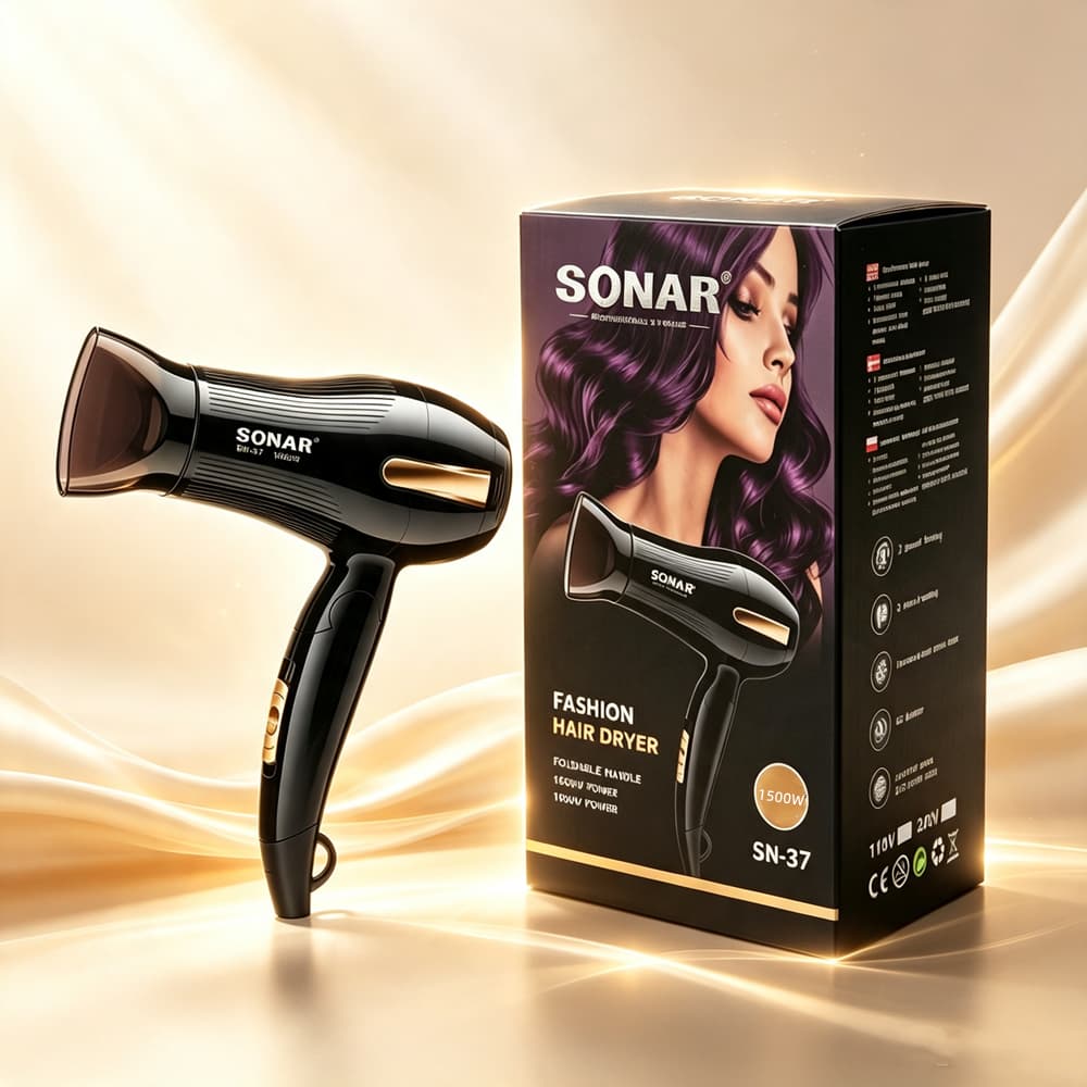 Secador De Cabelo Turbo Profissional 220V 240V Bivolt Secador Potente e Rápido 1500W Voltagem Quente Vento Frio 3 Níveis