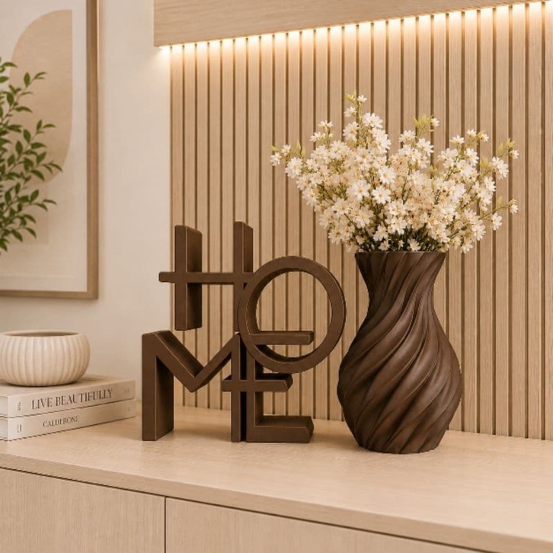 Home Decorativo 2 Peças – Escultura Minimalista Moderna Home 13 cm e Vaso Aspiral 11 cm Perfeito