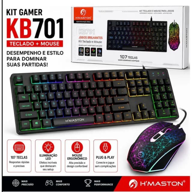 Kit Gamer Com Iluminação LED Moderna Teclado Gamer Com Mouse Custo-Benefício Kit Gamer Completo Para Jogos E Home Office