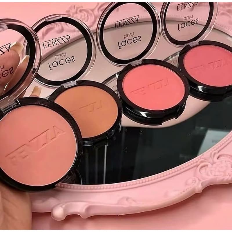 Blush Compacto Fenzza Faces Efeito Glow Super Fininho Ultra Pigmentado Rosa Bege Rosado Pêssego 4 Cores