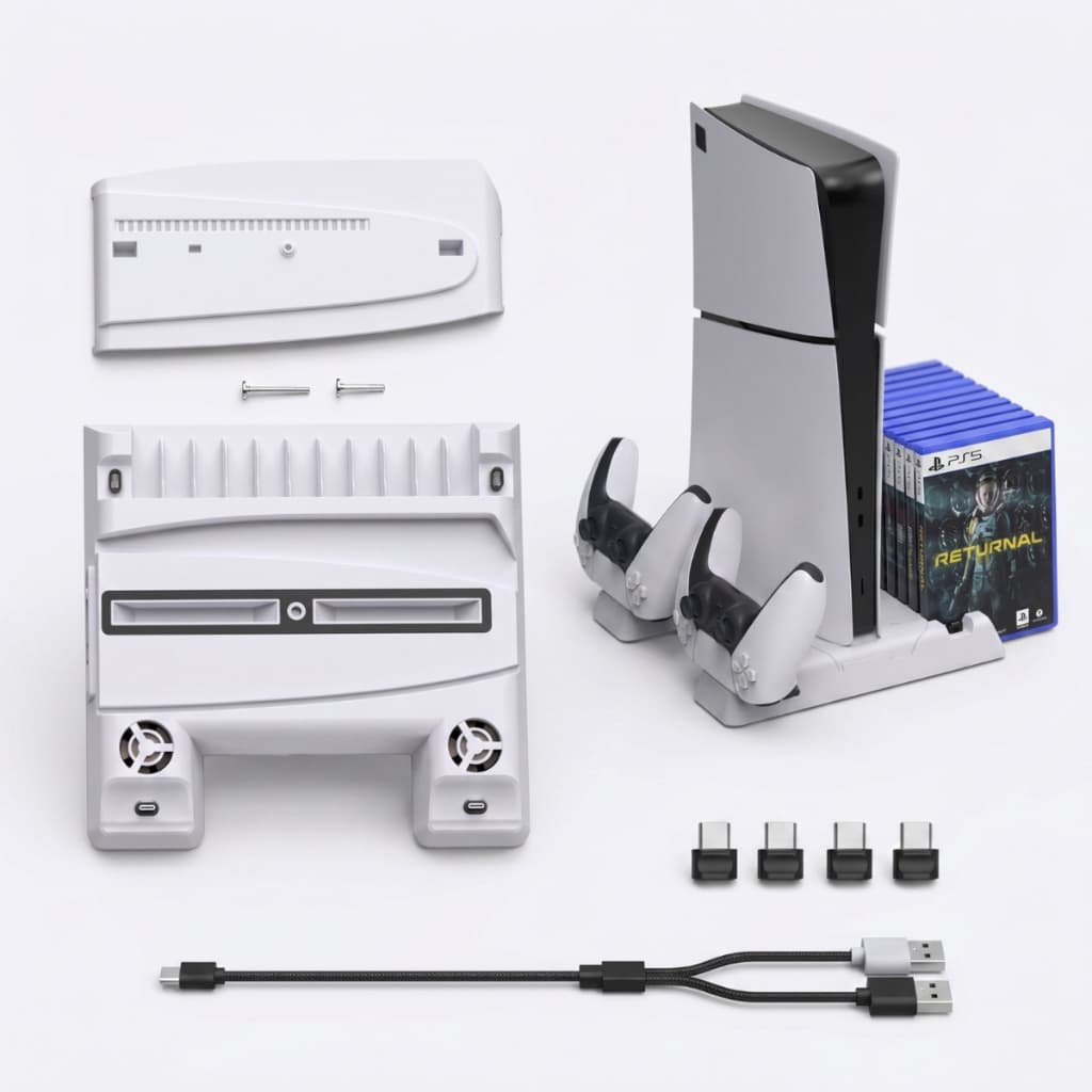 Suporte Vertical Multifuncional Cooler Base Carregador de Controle para Ps5 Fat Slim Pro