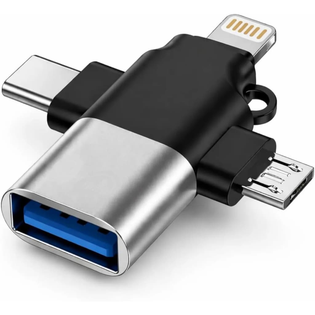 Adaptador OTG 3 em 1 USB 3.0 para Lightning, Tipo C e Micro USB KNP