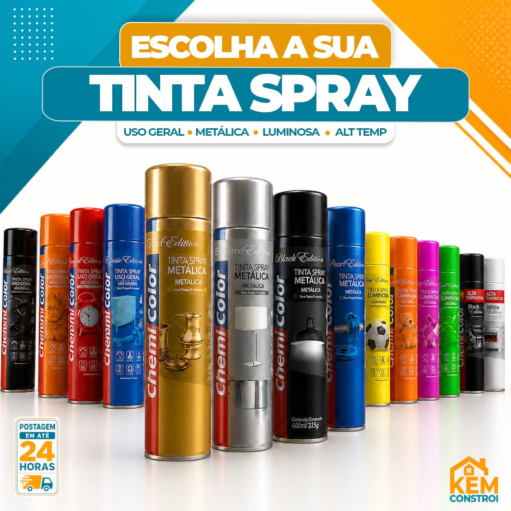 Tinta Spray ChemiColor 400ml Cores Variadas e Acabamento Perfeito