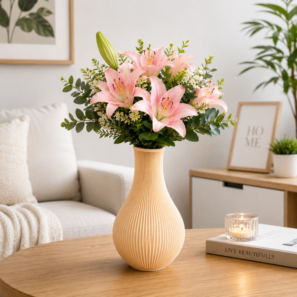 Vaso Decorativo Canelado Moderno para Sala e Ambiente