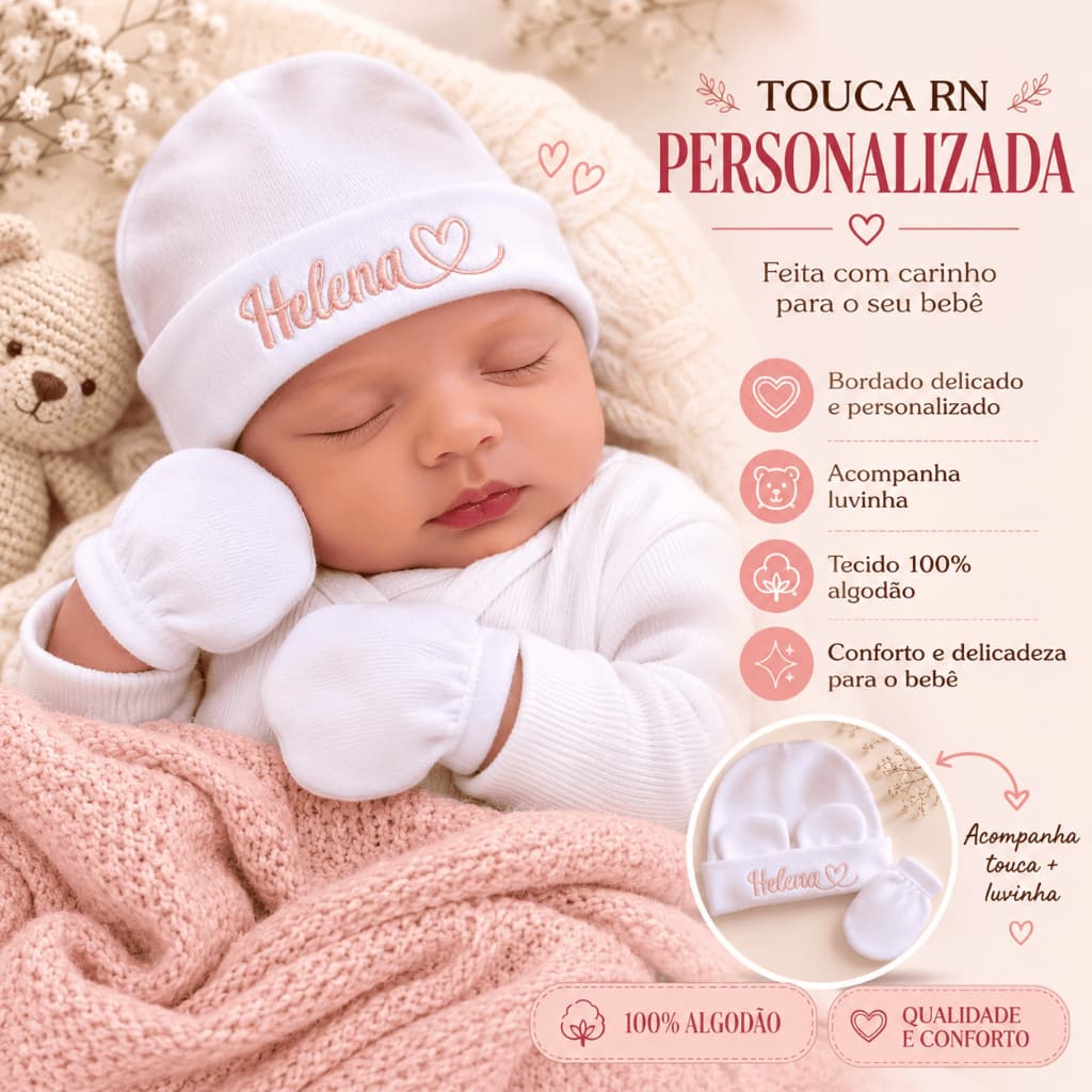 touca rn personalizada touca bordada com nome