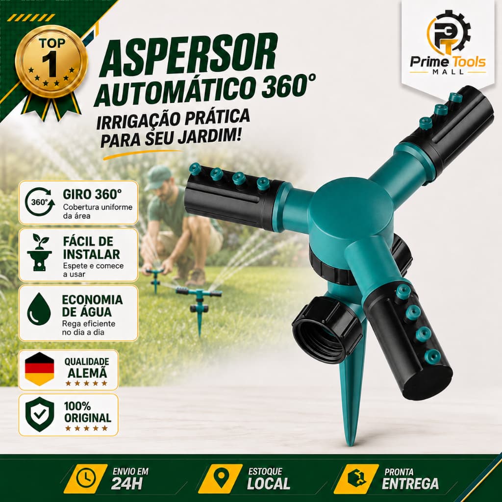 Aspersor de Irrigação 360° Giratório Automático De Água Jardim Gramado - Oferta
